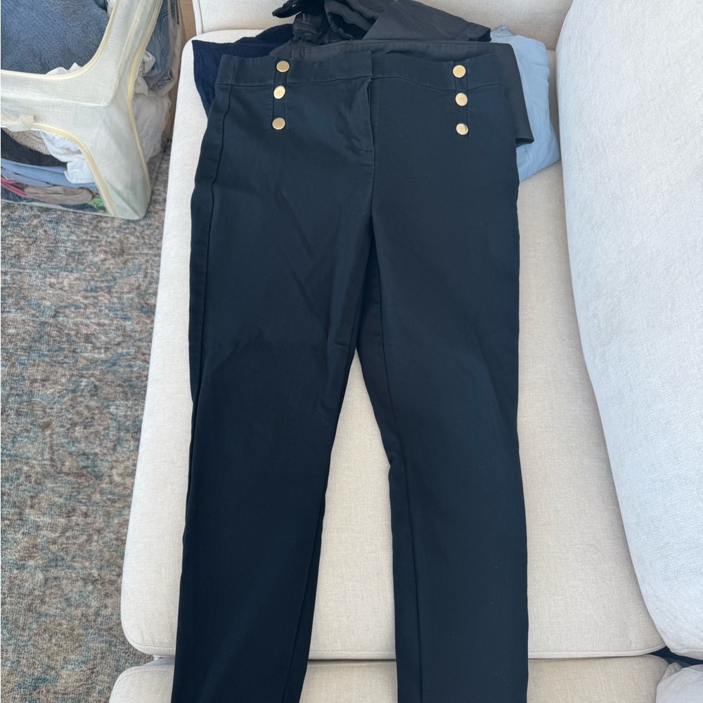 Black Pants with Gold Button Accents